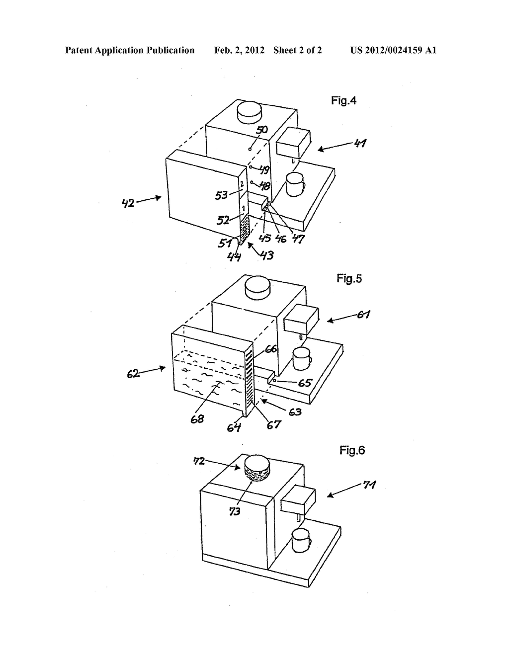 Coffee Preparation Device Including at Least One Preparation Material     Container with a Level Indicator - diagram, schematic, and image 03