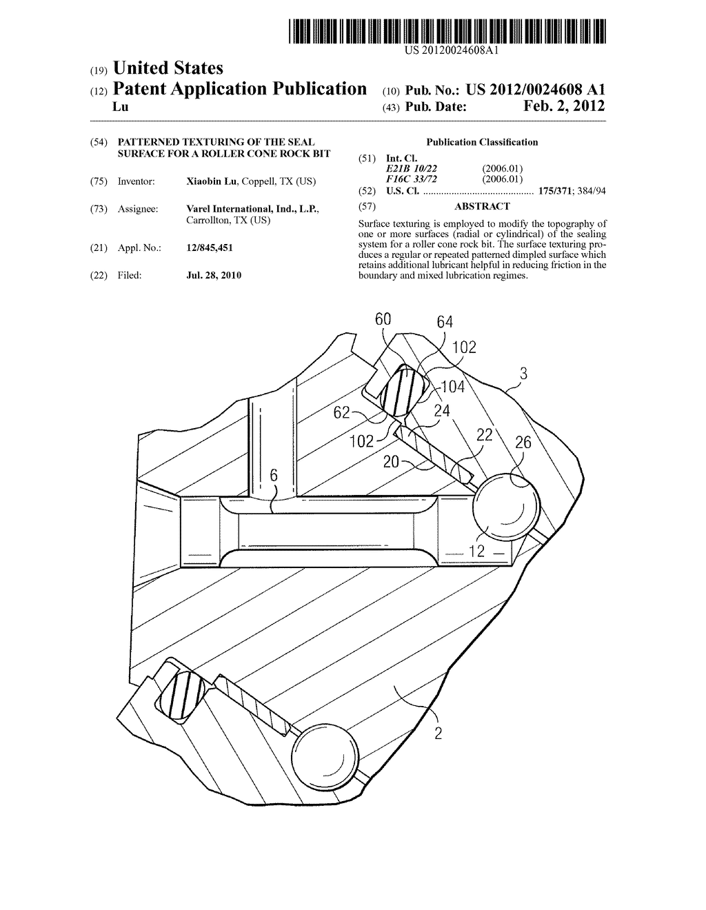 PATTERNED TEXTURING OF THE SEAL SURFACE FOR A ROLLER CONE ROCK BIT - diagram, schematic, and image 01