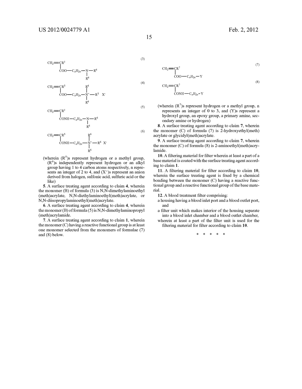 SURFACE TREATING AGENT, FILTERING MATERIAL FOR FILTER, AND BLOOD TREATMENT     FILTER - diagram, schematic, and image 17