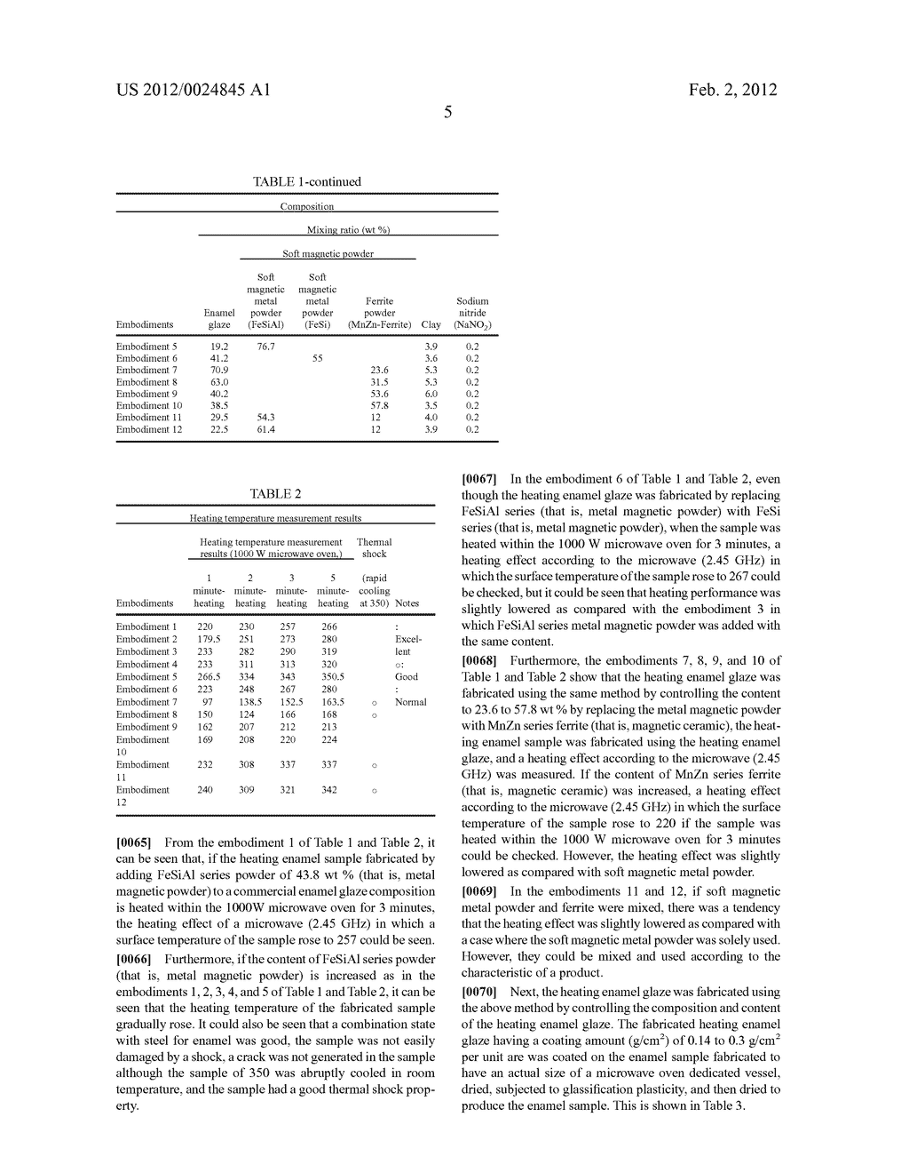 EXOTHERMIC ENAMEL GLAZE, AND EXOTHERMIC CONTAINER COATED WITH SAME - diagram, schematic, and image 10