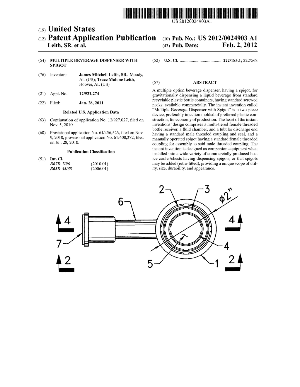 Multiple beverage dispenser with spigot - diagram, schematic, and image 01