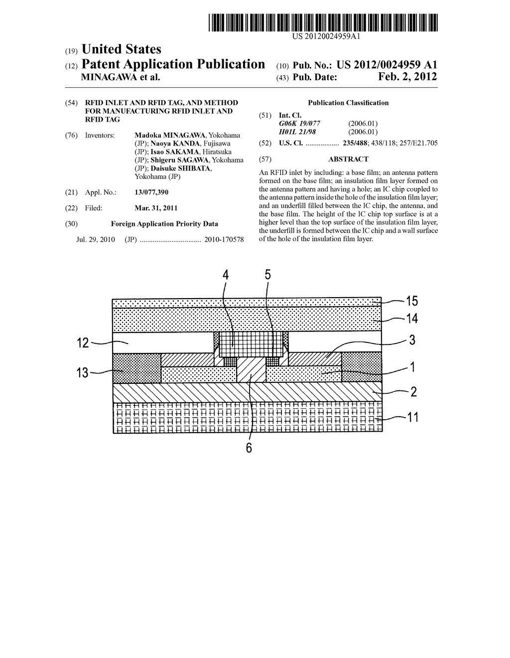 RFID INLET AND RFID TAG, AND METHOD FOR MANUFACTURING RFID INLET AND RFID     TAG - diagram, schematic, and image 01