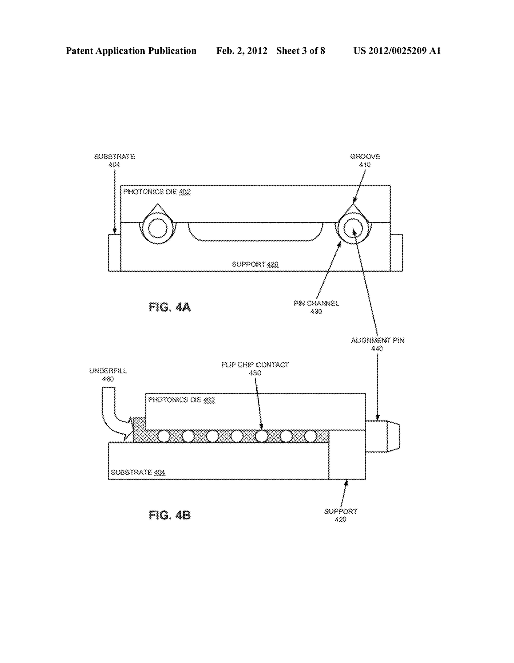 OPTICAL CONNECTION THROUGH SINGLE ASSEMBLY OVERHANG FLIP CHIP OPTICS DIE     WITH MICRO STRUCTURE ALIGNMENT - diagram, schematic, and image 04