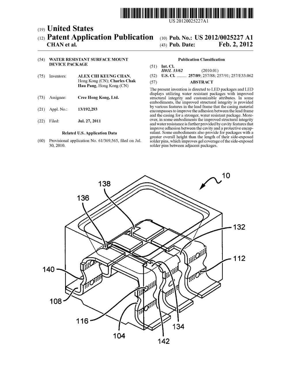 WATER RESISTANT SURFACE MOUNT DEVICE PACKAGE - diagram, schematic, and image 01