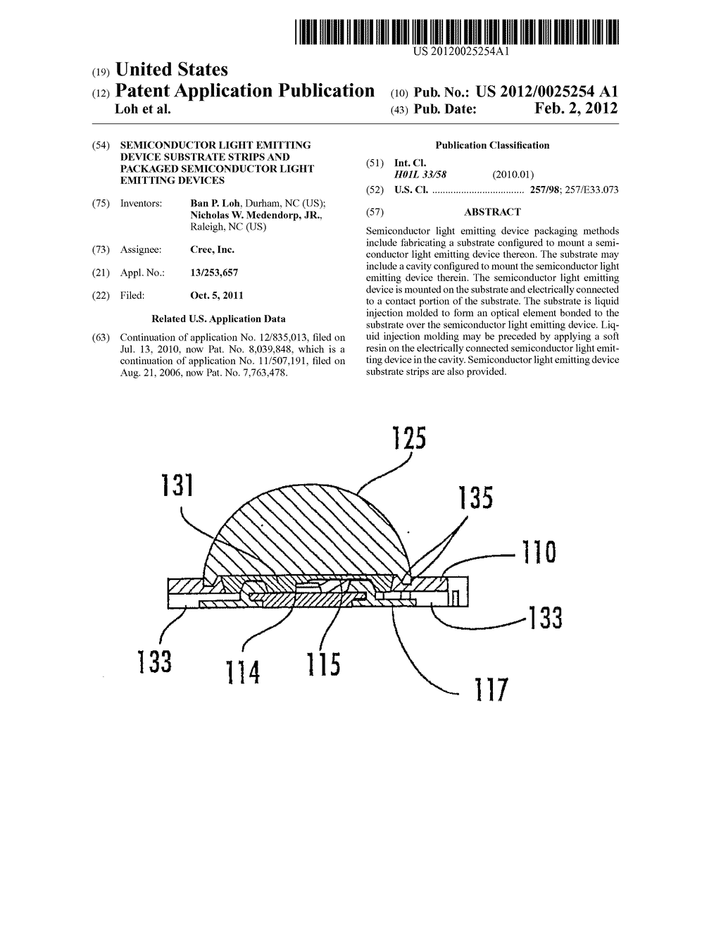 SEMICONDUCTOR LIGHT EMITTING DEVICE SUBSTRATE STRIPS AND PACKAGED     SEMICONDUCTOR LIGHT EMITTING DEVICES - diagram, schematic, and image 01