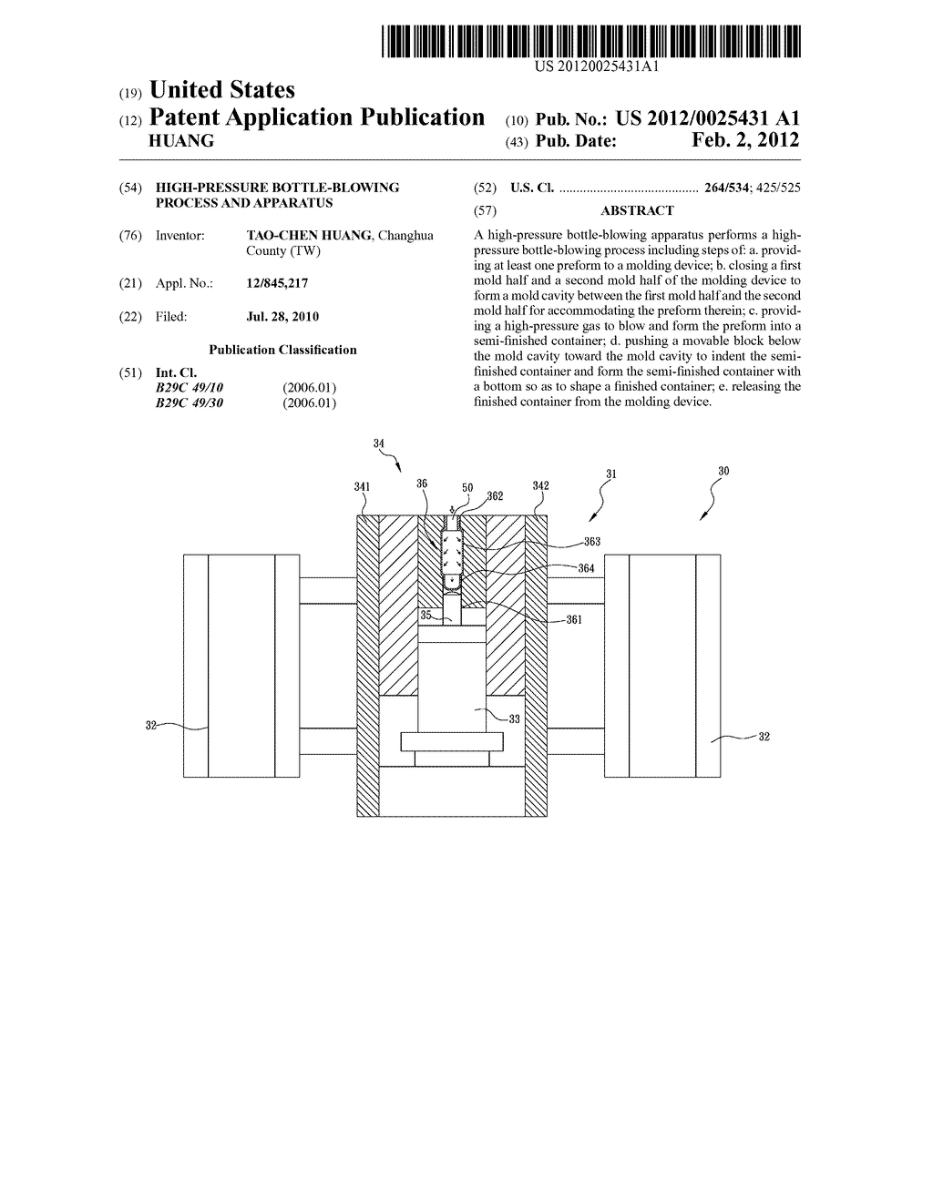 HIGH-PRESSURE BOTTLE-BLOWING PROCESS AND APPARATUS - diagram, schematic, and image 01