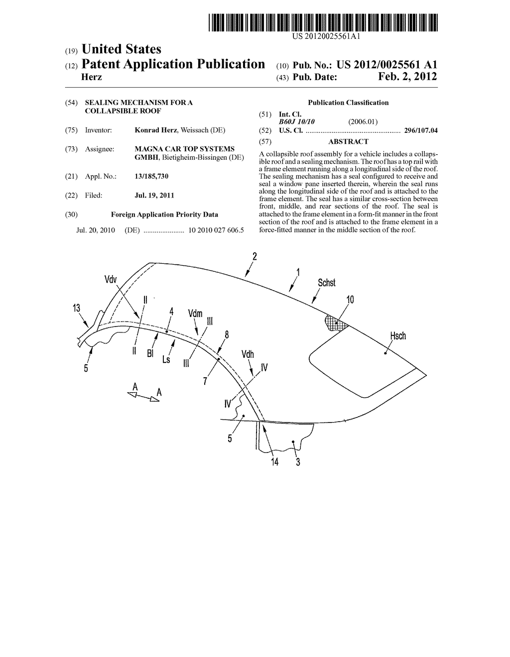 SEALING MECHANISM FOR A COLLAPSIBLE ROOF - diagram, schematic, and image 01