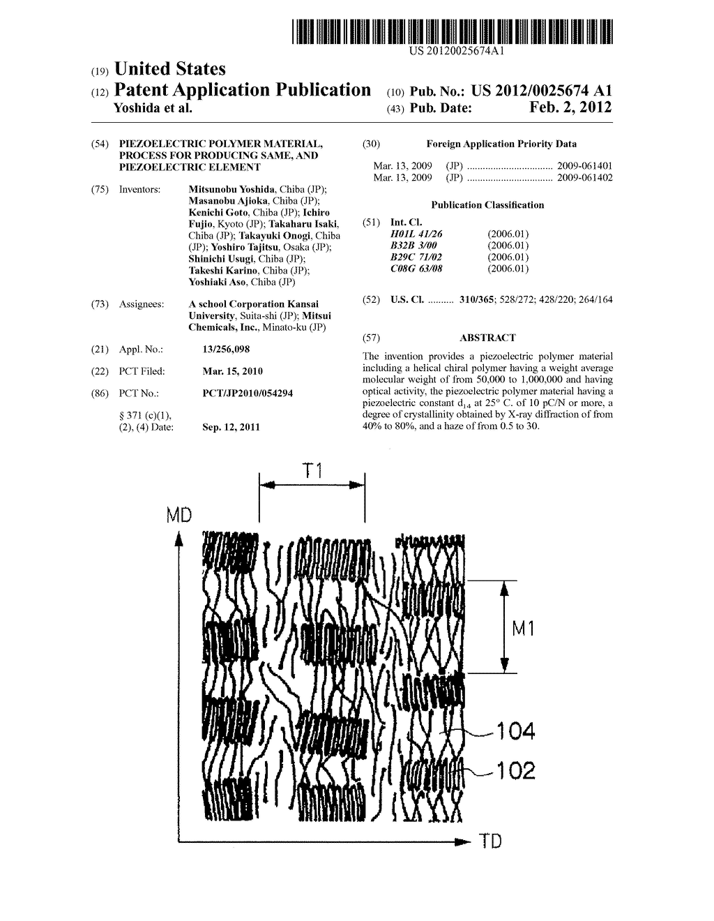 PIEZOELECTRIC POLYMER MATERIAL, PROCESS FOR PRODUCING SAME, AND     PIEZOELECTRIC ELEMENT - diagram, schematic, and image 01