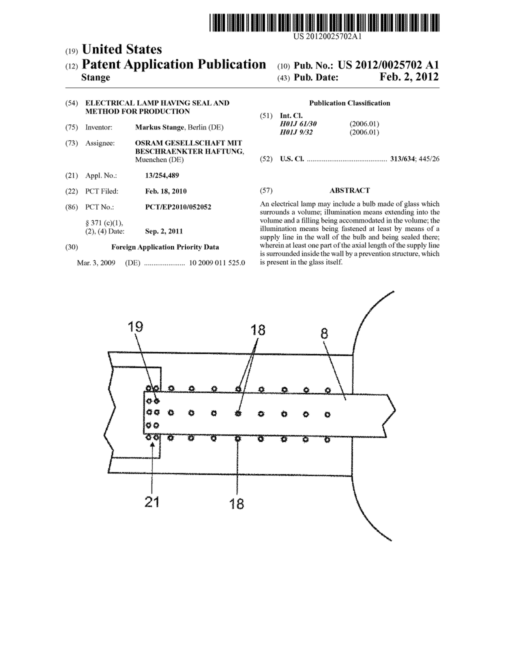 ELECTRICAL LAMP HAVING SEAL AND METHOD FOR PRODUCTION - diagram, schematic, and image 01