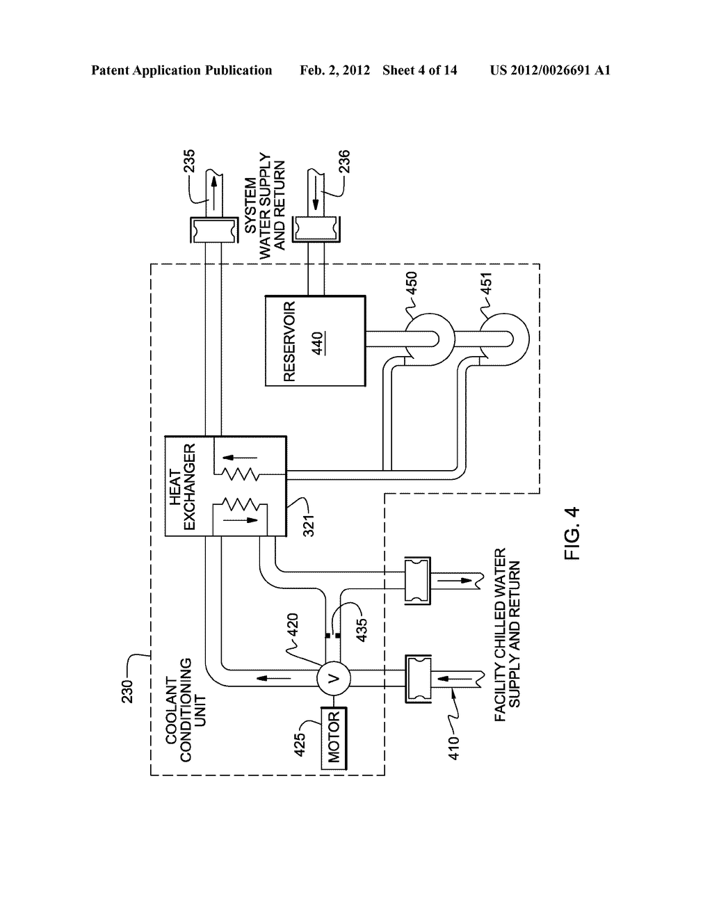 APPARATUS AND METHOD FOR FACILITATING DISSIPATION OF HEAT FROM A     LIQUID-COOLED ELECTRONICS RACK - diagram, schematic, and image 05