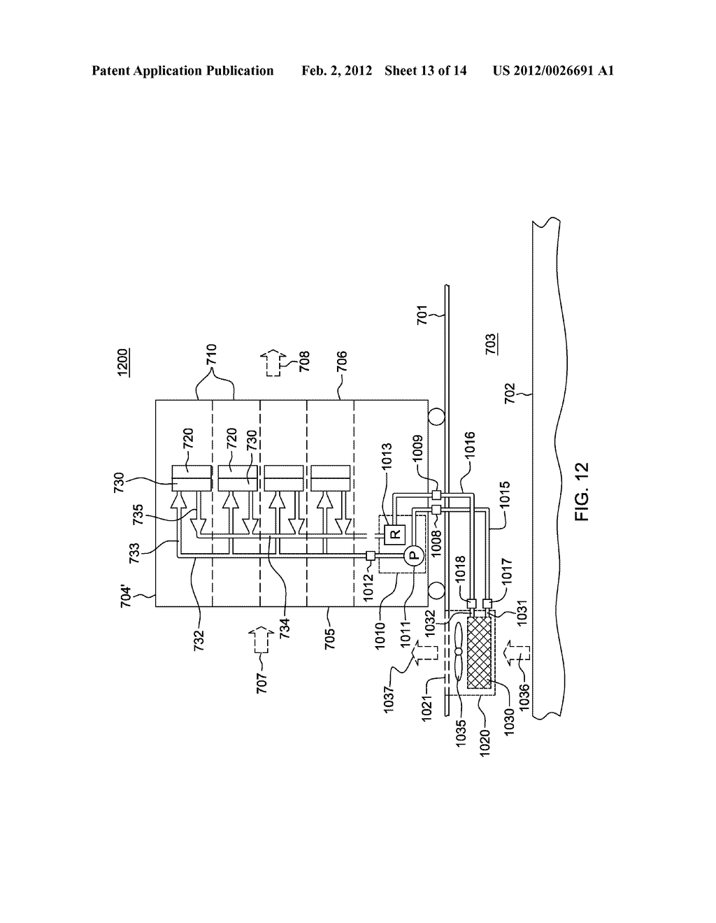 APPARATUS AND METHOD FOR FACILITATING DISSIPATION OF HEAT FROM A     LIQUID-COOLED ELECTRONICS RACK - diagram, schematic, and image 14