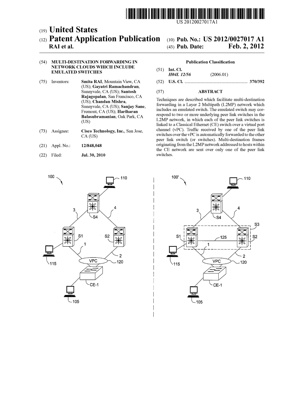 MULTI-DESTINATION FORWARDING IN NETWORK CLOUDS WHICH INCLUDE EMULATED     SWITCHES - diagram, schematic, and image 01