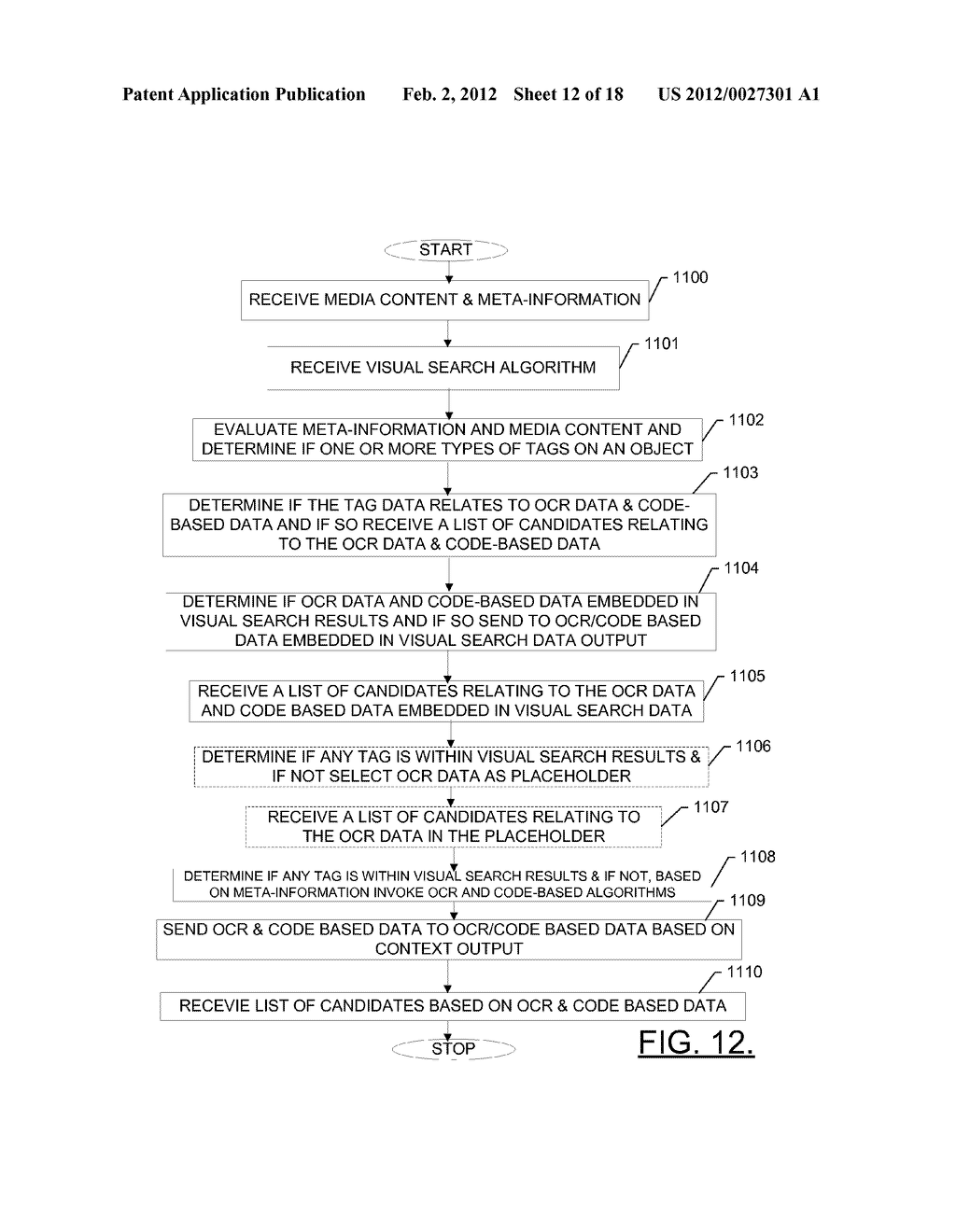 METHOD, DEVICE AND COMPUTER PROGRAM PRODUCT FOR INTEGRATING CODE-BASED AND     OPTICAL CHARACTER RECOGNITION TECHNOLOGIES INTO A MOBILE VISUAL SEARCH - diagram, schematic, and image 13