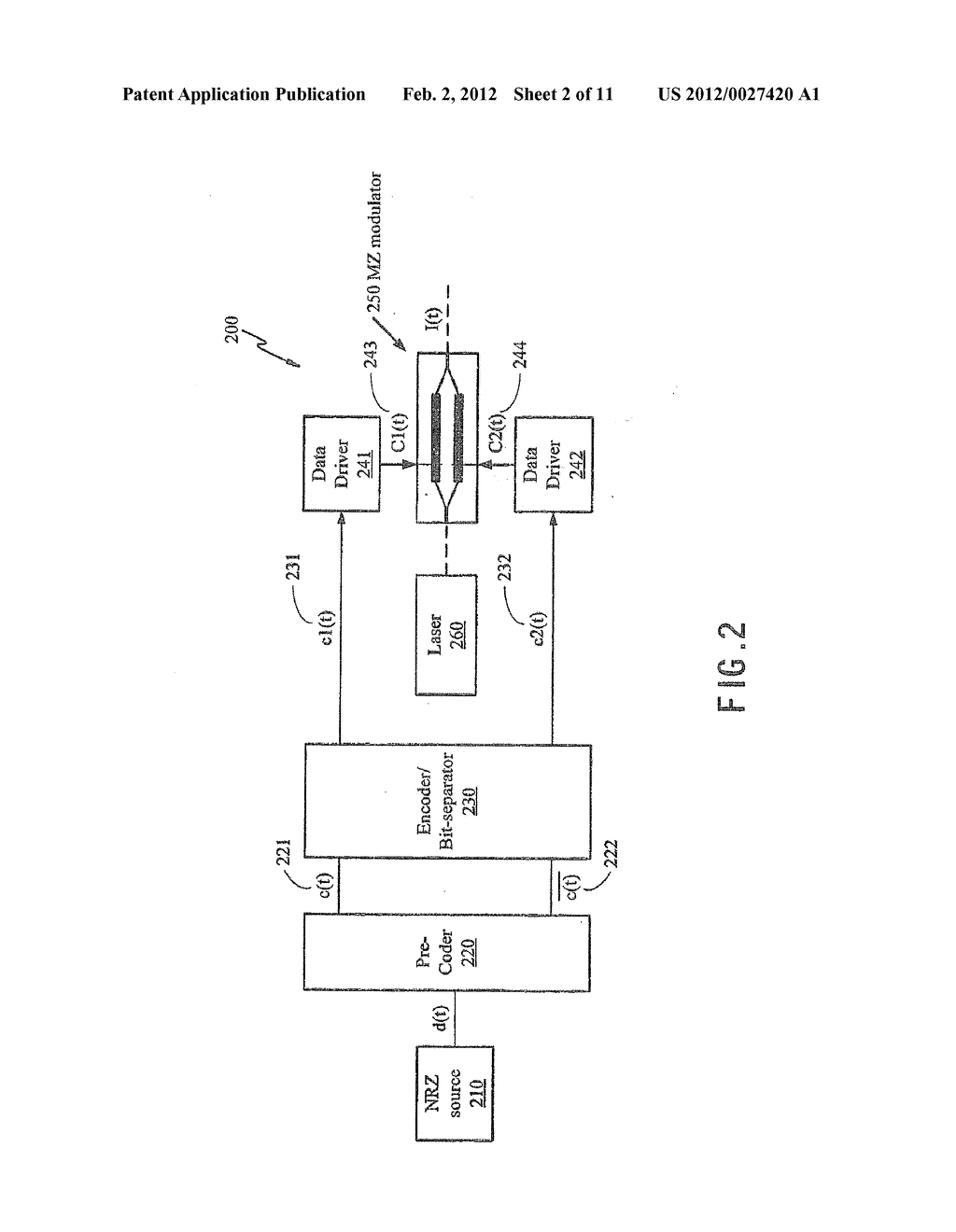 METHOD AND APPARATUS FOR GENERATING OPTICAL DUO BINARY SIGNALS WITH     FREQUENCY CHIRP - diagram, schematic, and image 03