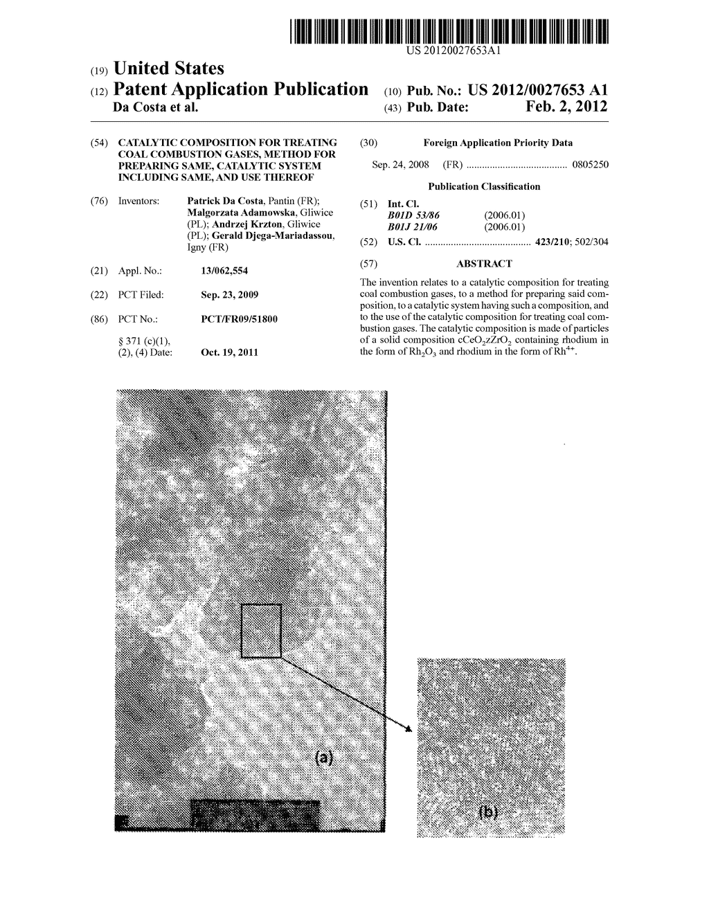 CATALYTIC COMPOSITION FOR TREATING COAL COMBUSTION GASES, METHOD FOR     PREPARING SAME, CATALYTIC SYSTEM INCLUDING SAME, AND USE THEREOF - diagram, schematic, and image 01