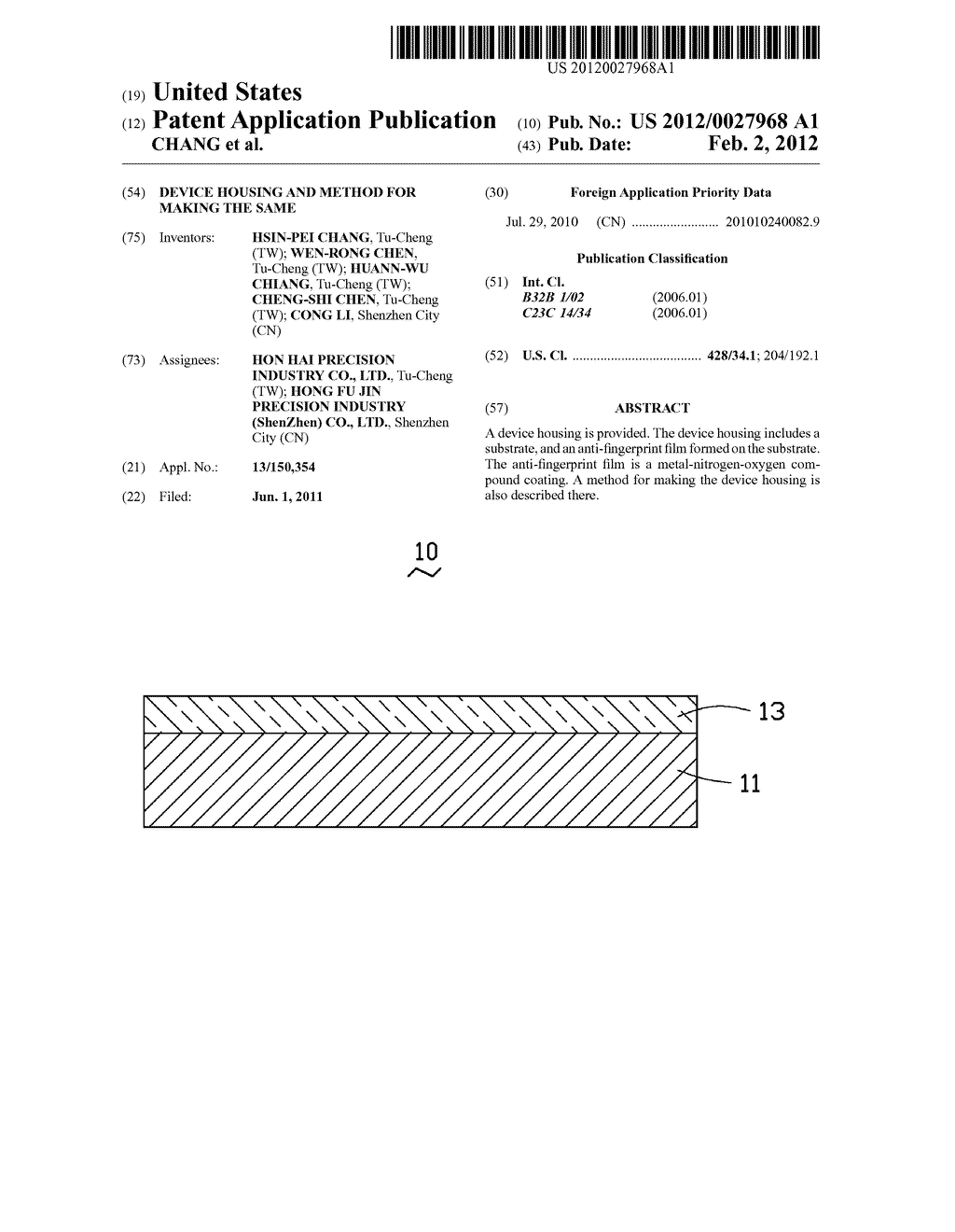 DEVICE HOUSING AND METHOD FOR MAKING THE SAME - diagram, schematic, and image 01