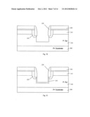 Inverted-trench grounded-source FET structure using conductive substrates,     with highly doped substrates diagram and image