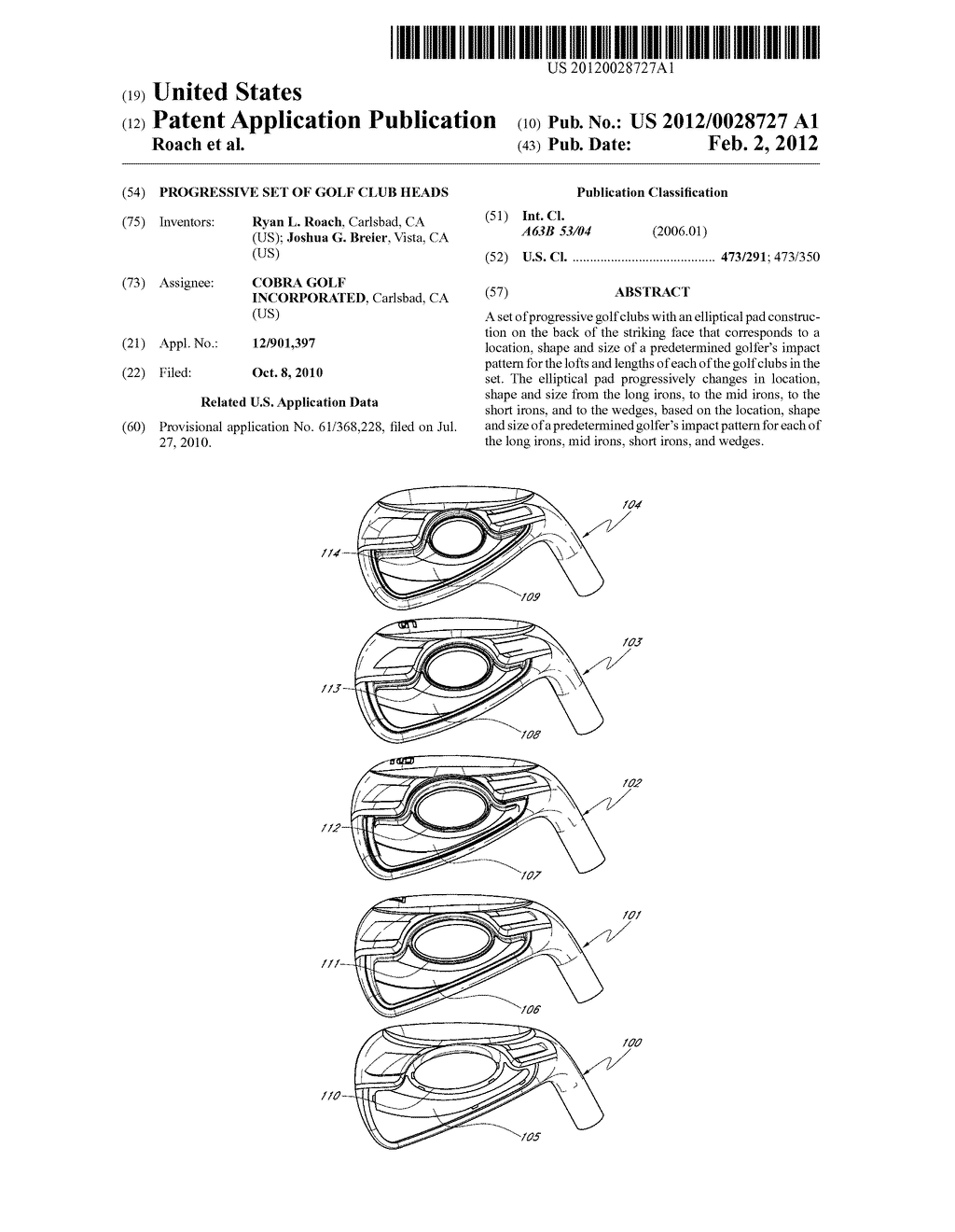 PROGRESSIVE SET OF GOLF CLUB HEADS - diagram, schematic, and image 01