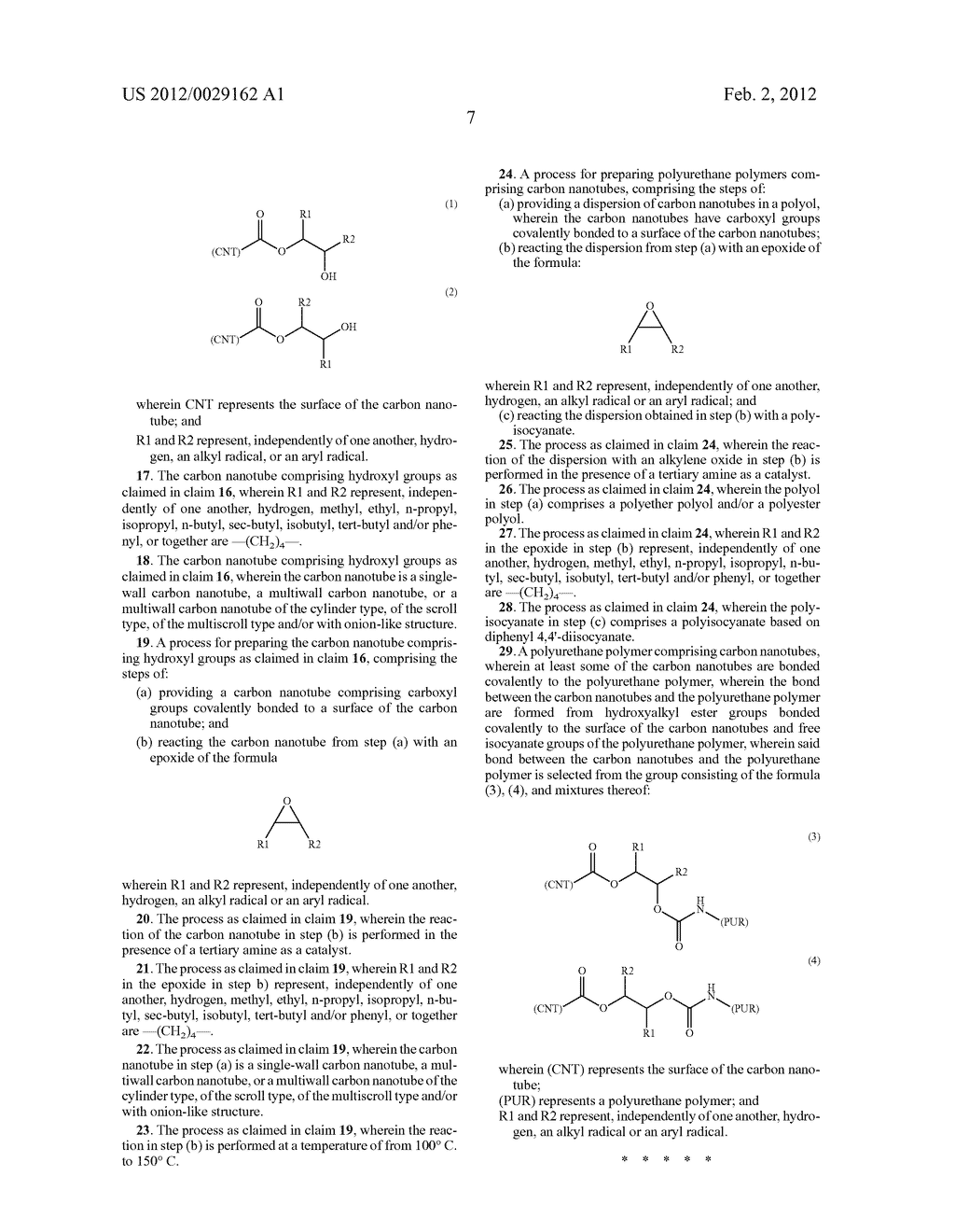 CARBON NANOTUBES COMPRISING HYDROXY GROUPS, METHOD FOR THE PRODUCTION     THEREOF AND POLYURETHANE POLYMERS COMPRISING SAID CARBON NANOTUBES - diagram, schematic, and image 08