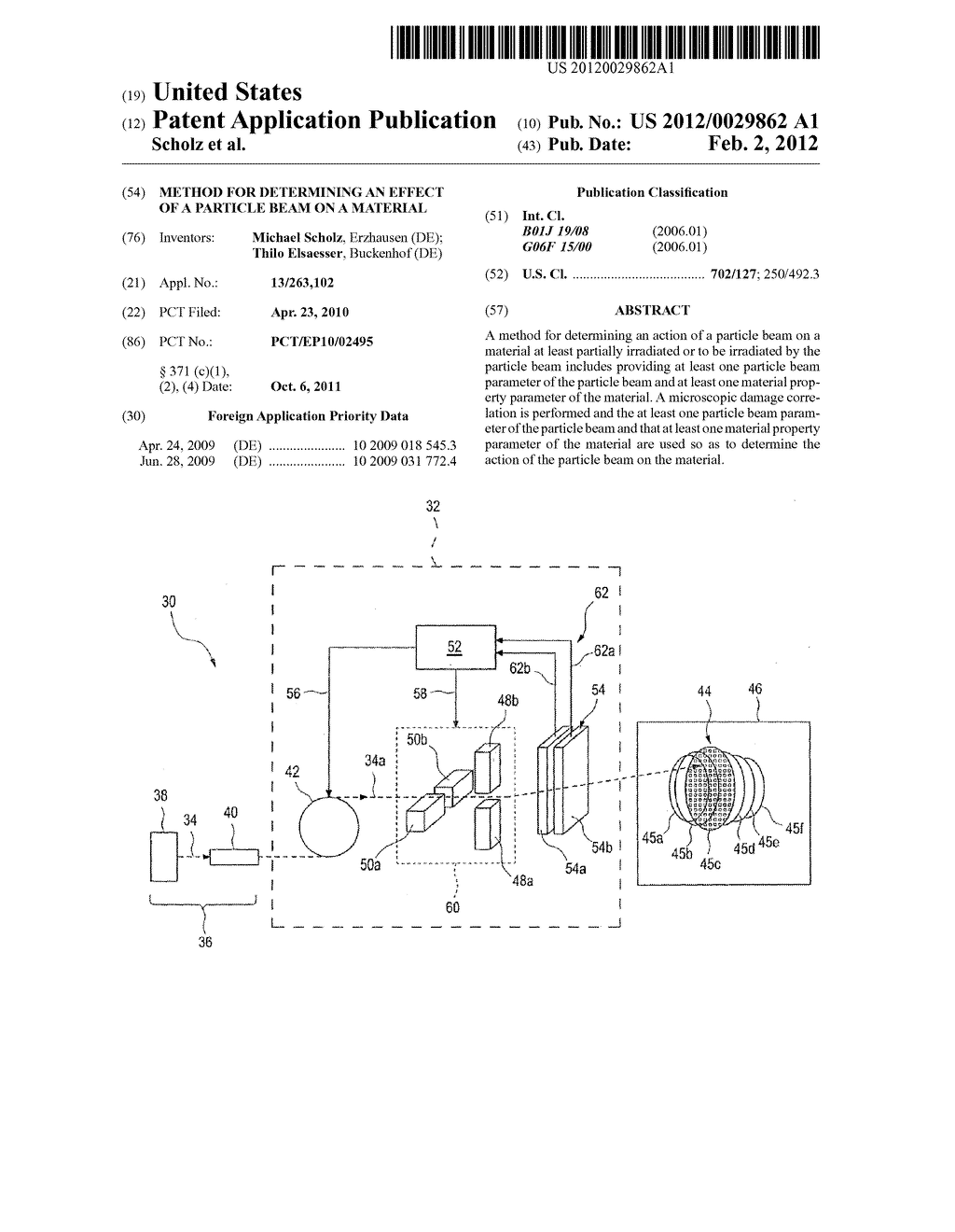 METHOD FOR DETERMINING AN EFFECT OF A PARTICLE BEAM ON A MATERIAL - diagram, schematic, and image 01