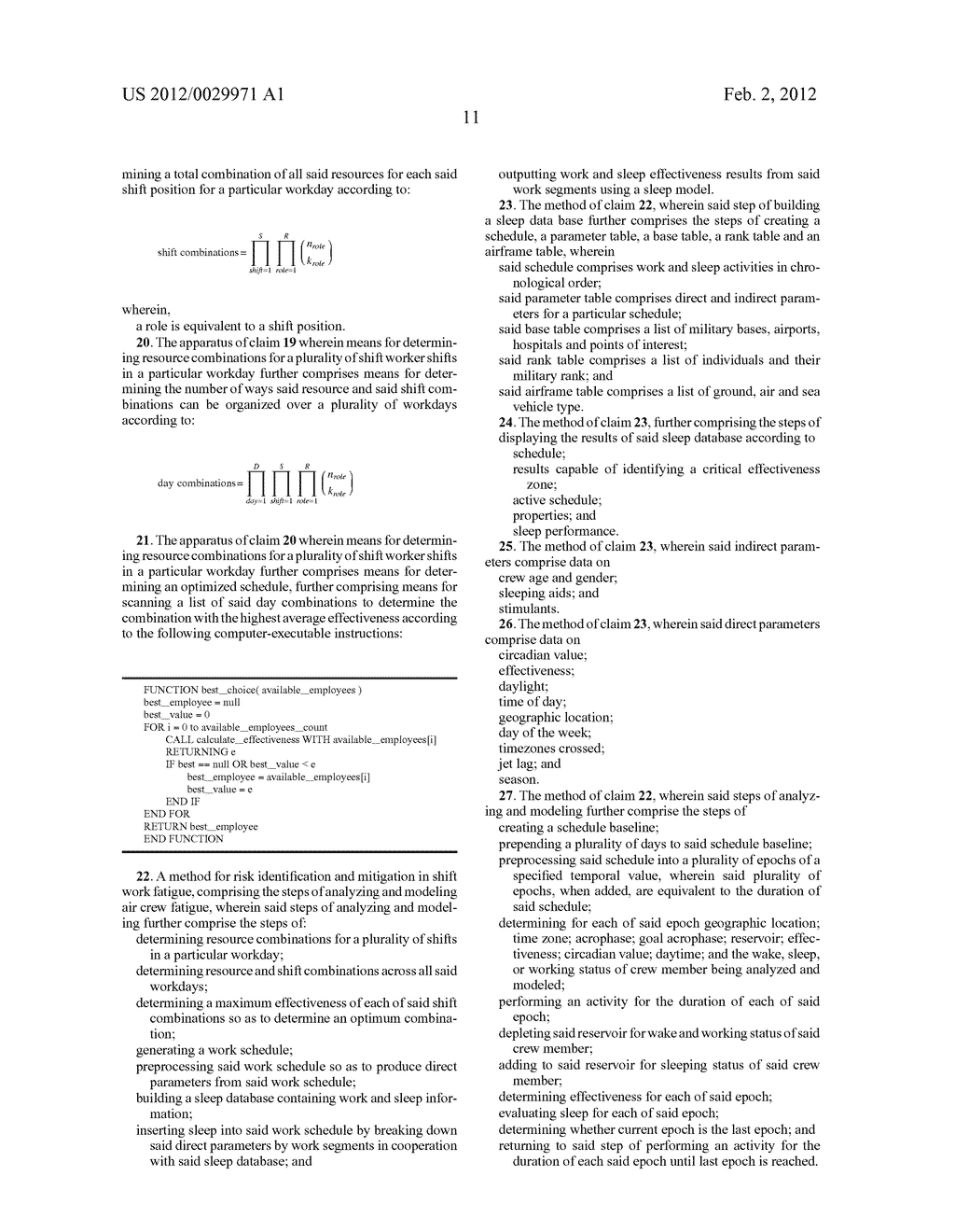 Method and apparatus for risk identification and mitigation in shift work     fatigue - diagram, schematic, and image 20