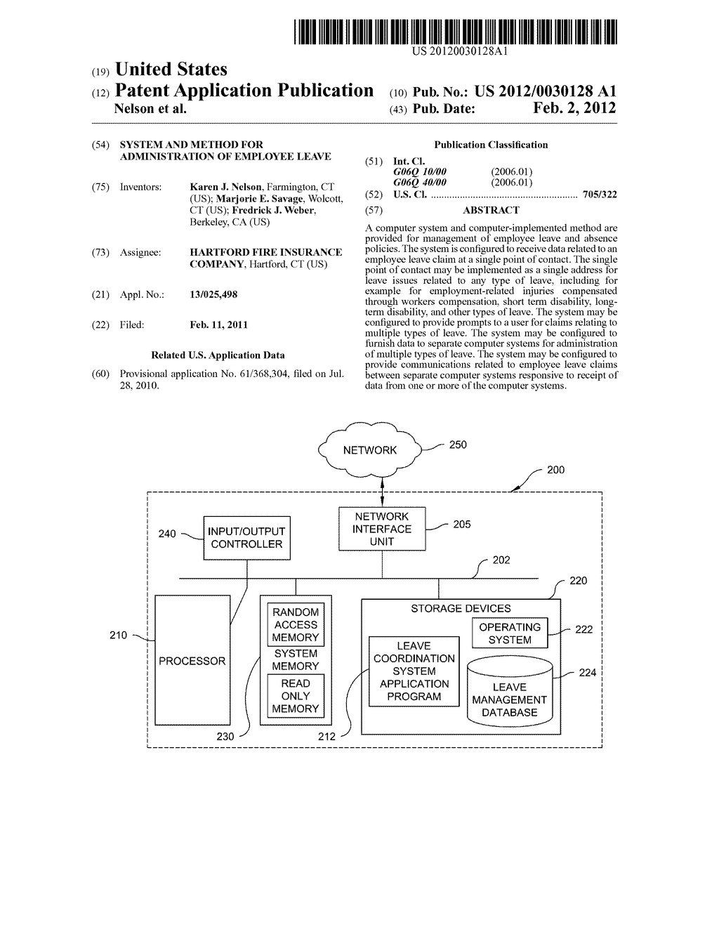 System and Method for Administration of Employee Leave - diagram, schematic, and image 01