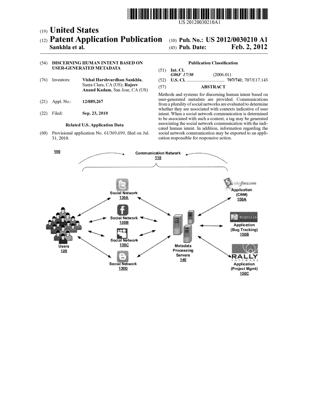 DISCERNING HUMAN INTENT BASED ON USER-GENERATED METADATA - diagram, schematic, and image 01