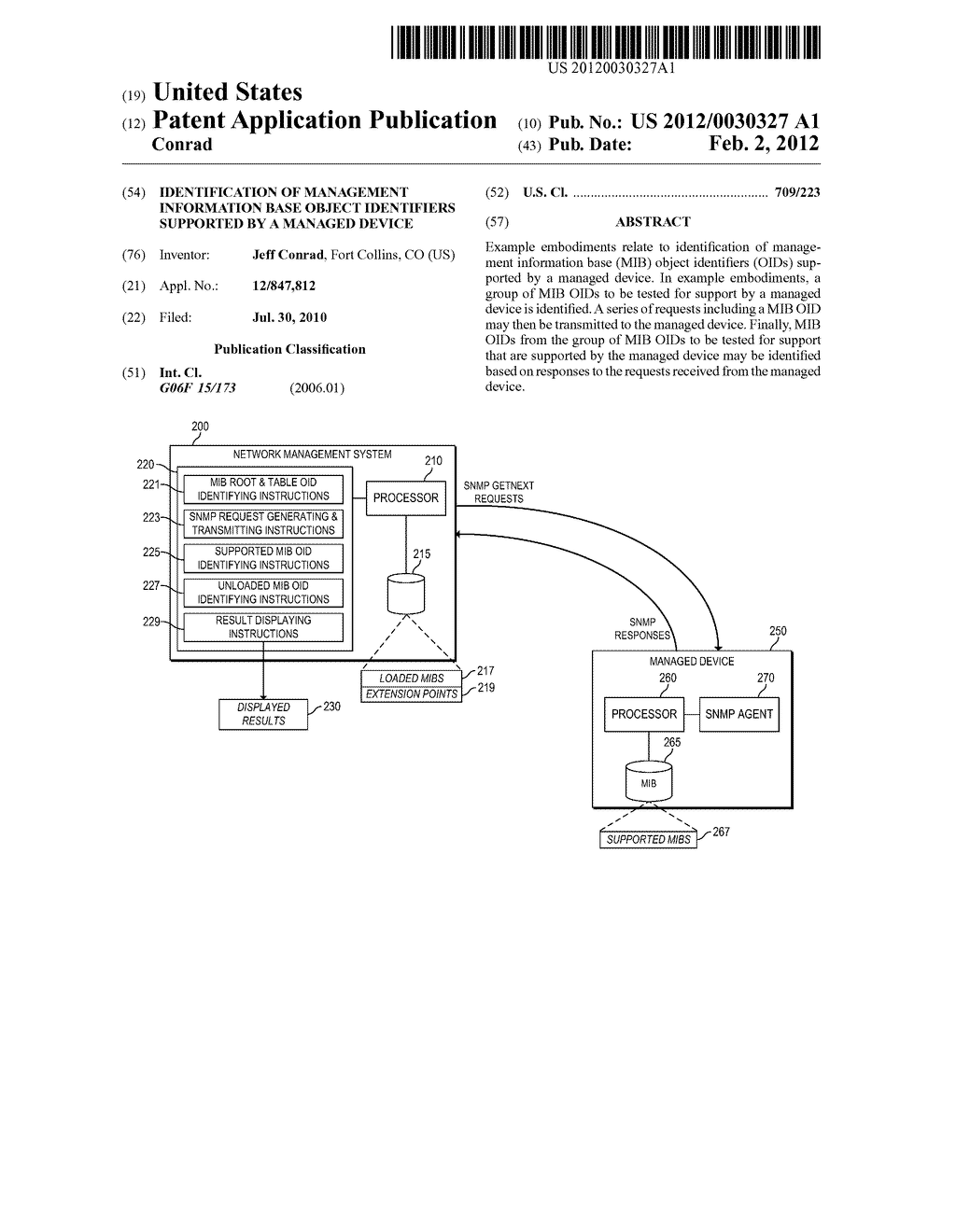 IDENTIFICATION OF MANAGEMENT INFORMATION BASE OBJECT IDENTIFIERS SUPPORTED     BY A MANAGED DEVICE - diagram, schematic, and image 01