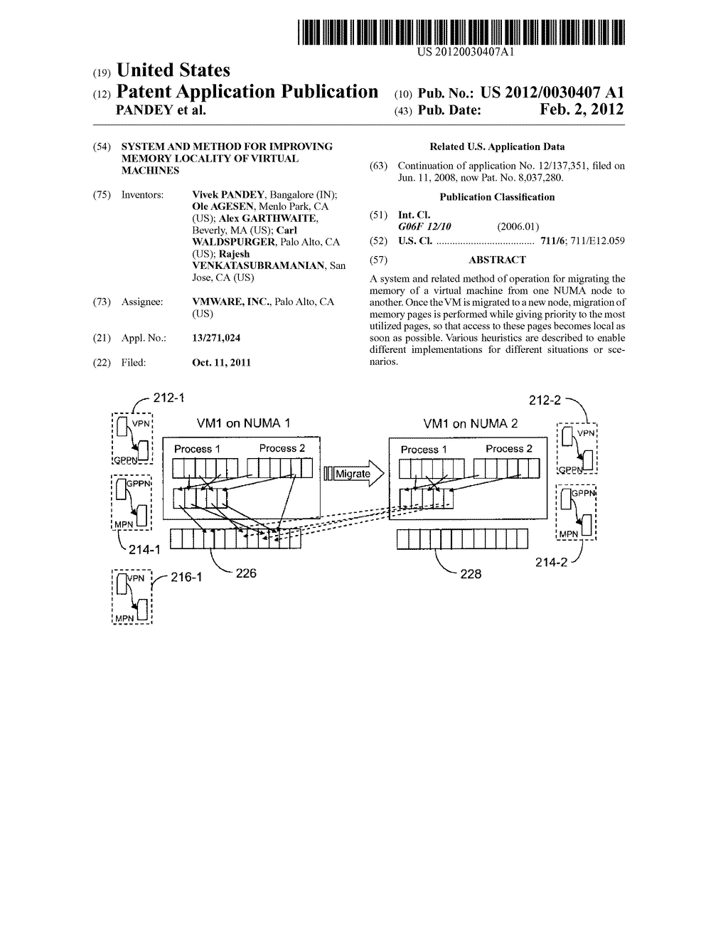 SYSTEM AND METHOD FOR IMPROVING MEMORY LOCALITY OF VIRTUAL MACHINES - diagram, schematic, and image 01