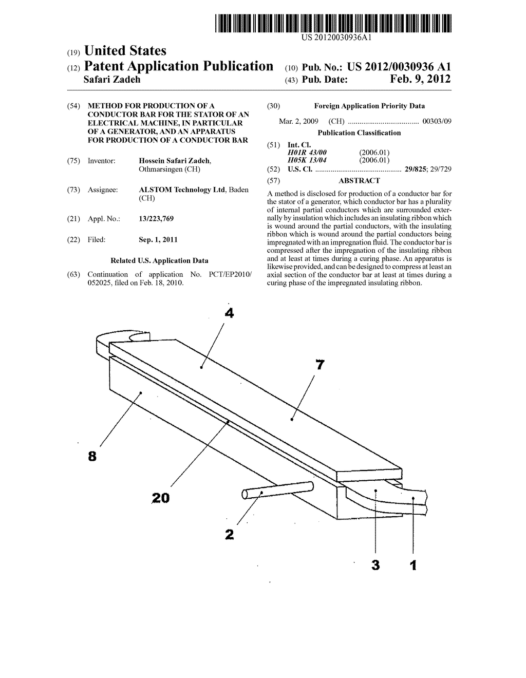 METHOD FOR PRODUCTION OF A CONDUCTOR BAR FOR THE STATOR OF AN ELECTRICAL     MACHINE, IN PARTICULAR OF A GENERATOR, AND AN APPARATUS FOR PRODUCTION OF     A CONDUCTOR BAR - diagram, schematic, and image 01