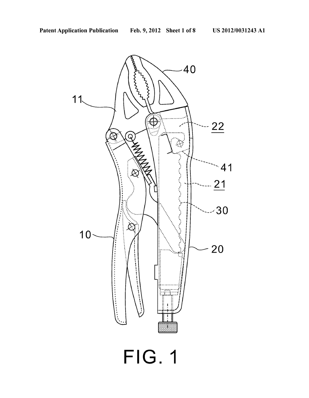 Locking Pliers with Retractable Pivotal Movable Jaw - diagram, schematic, and image 02