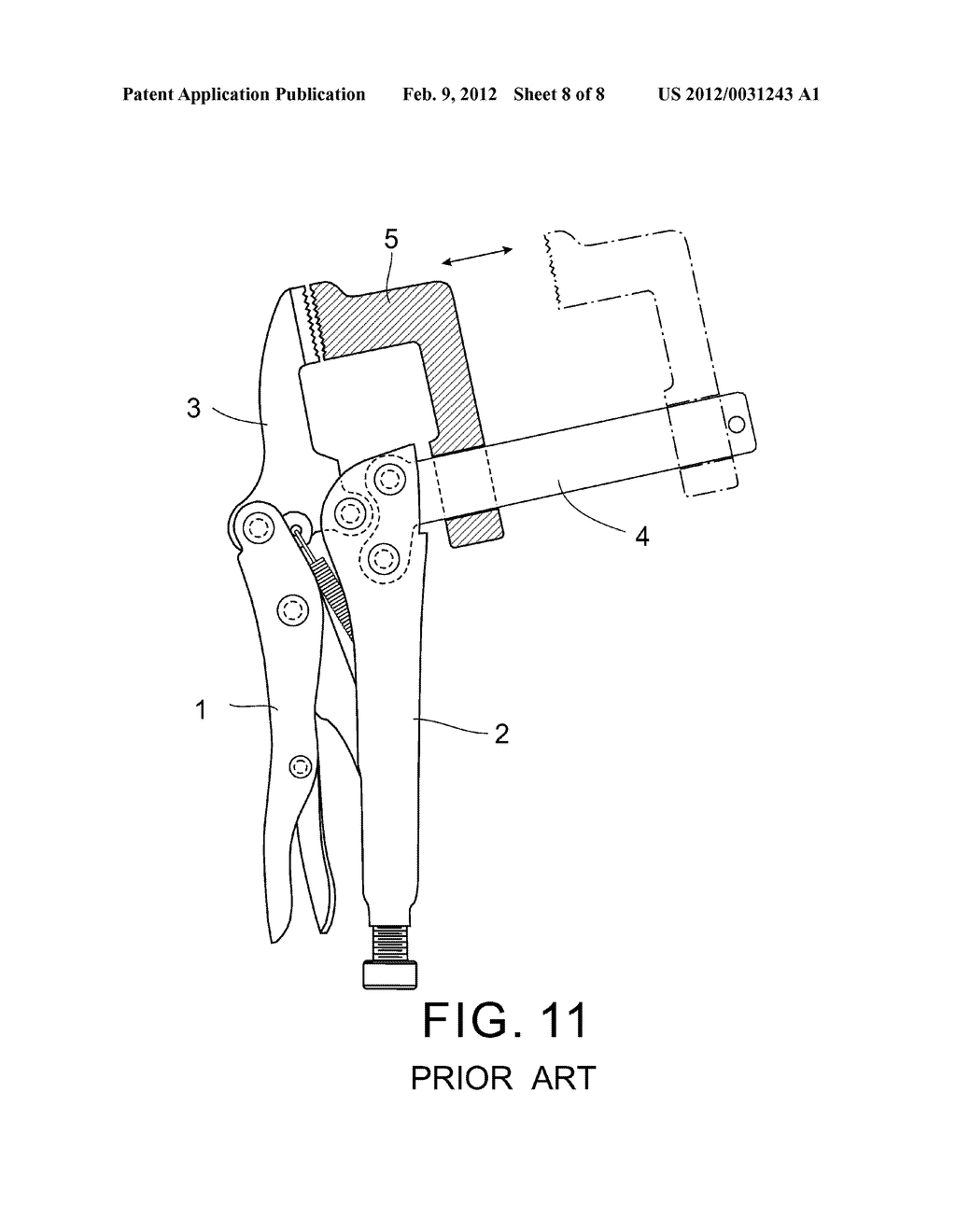 Locking Pliers with Retractable Pivotal Movable Jaw - diagram, schematic, and image 09