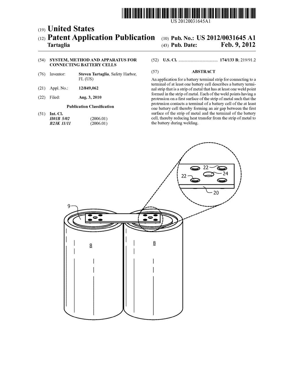 SYSTEM, METHOD AND APPARATUS FOR CONNECTING BATTERY CELLS - diagram, schematic, and image 01