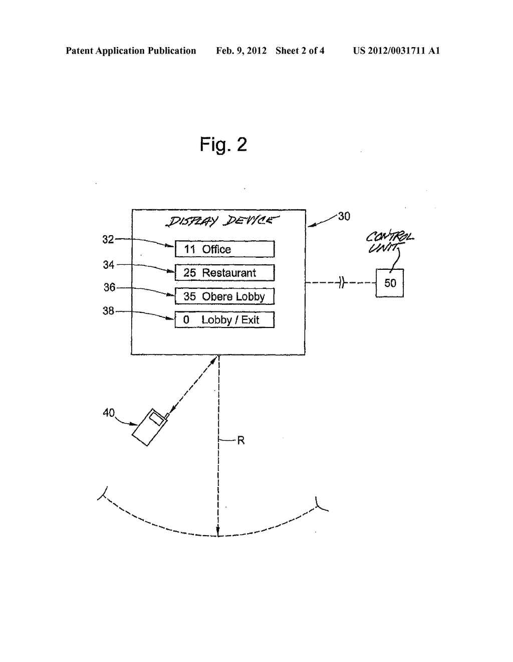 METHOD FOR DETERMINING A DESTINATION CALL FOR USE BY AN ELEVATOR     INSTALLATION, AND AN ELEVATOR INSTALLATION - diagram, schematic, and image 03