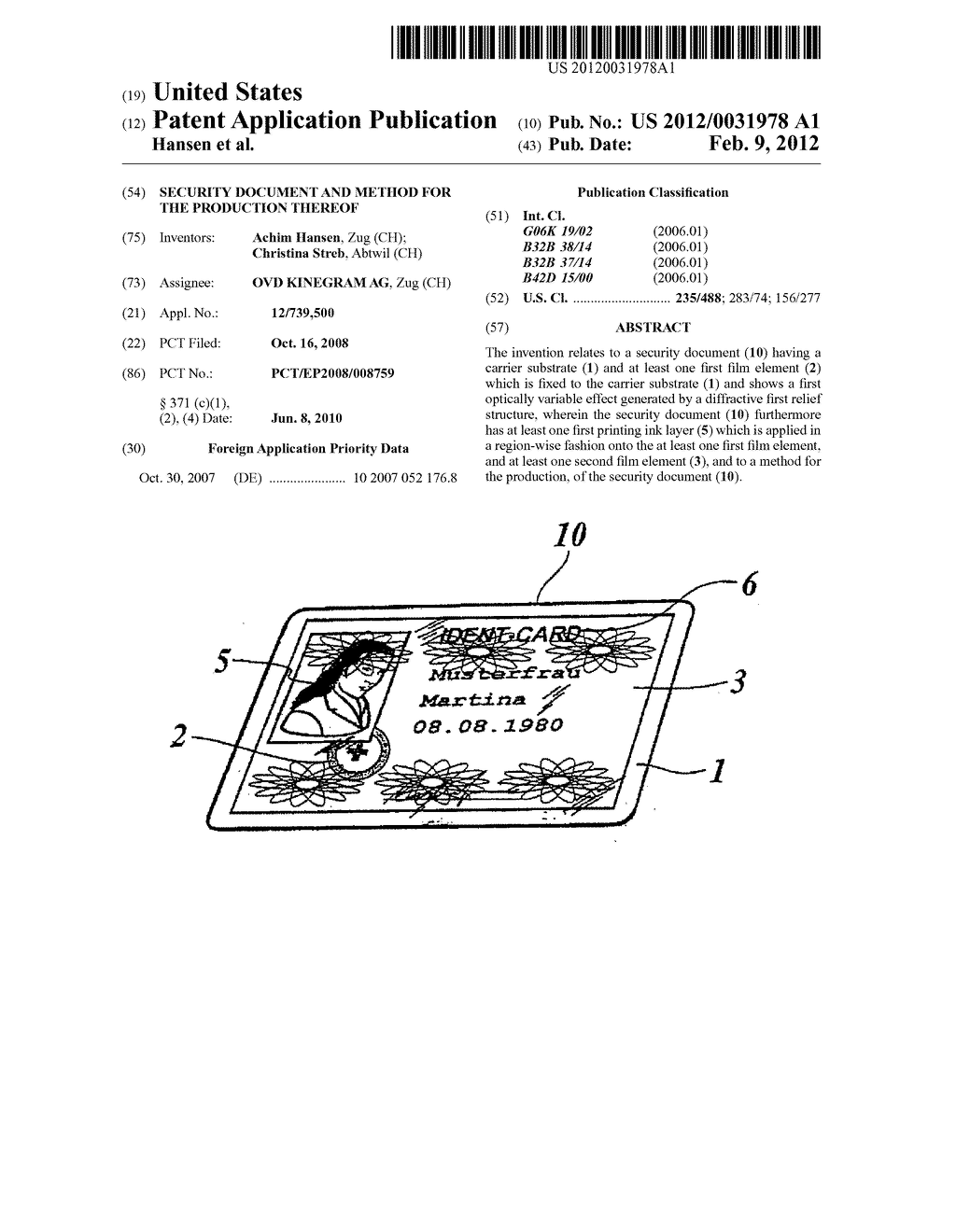 Security Document and Method for the Production Thereof - diagram, schematic, and image 01