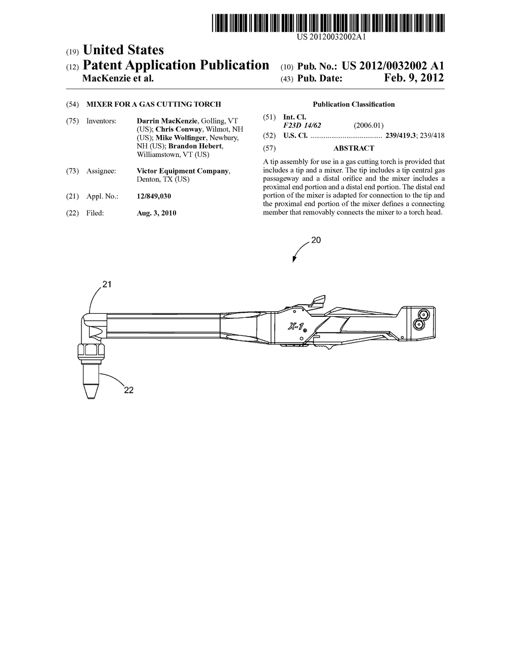 MIXER FOR A GAS CUTTING TORCH - diagram, schematic, and image 01