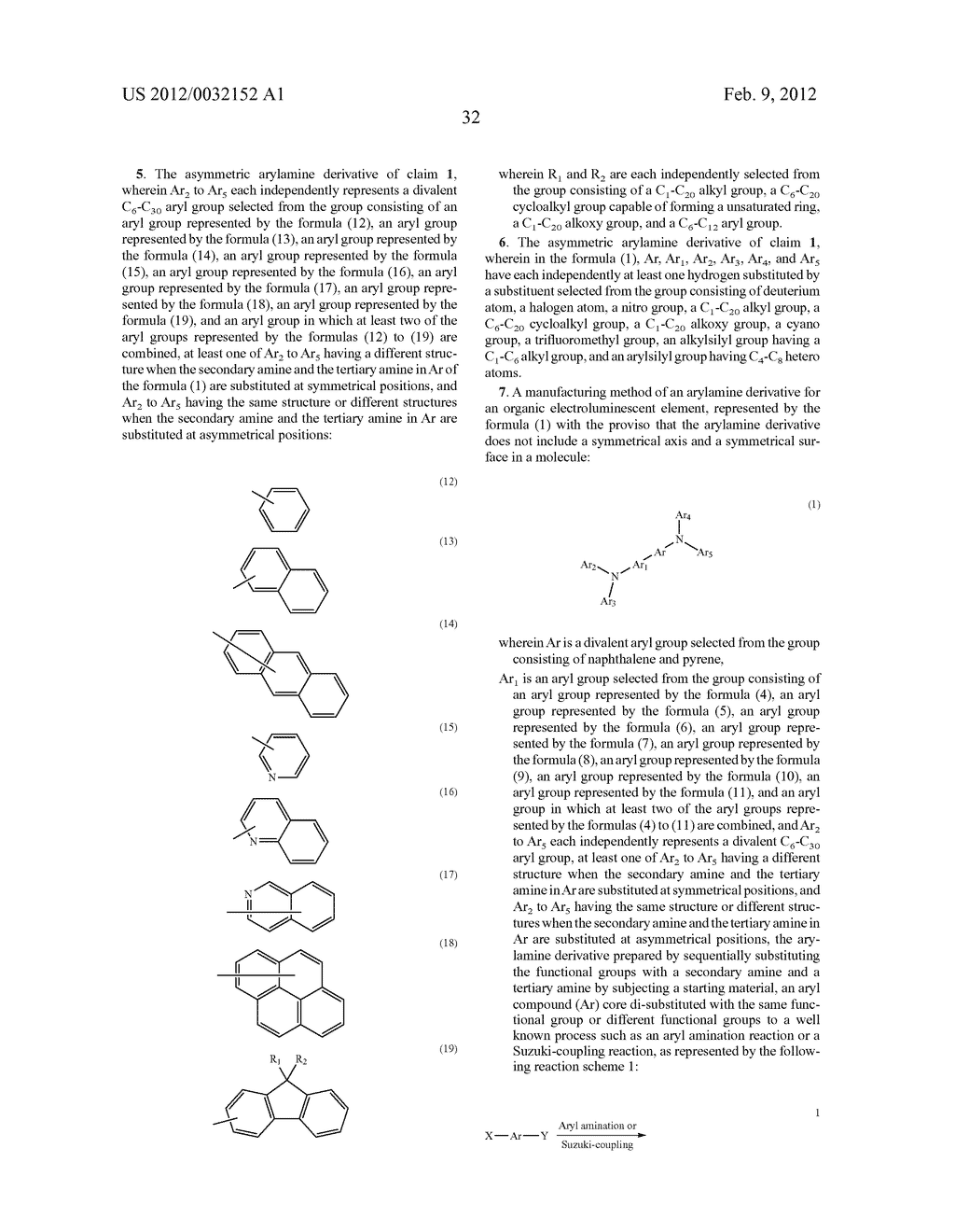 Asymmetrical Aryl Amine Derivative for Organic Electroluminescence     Devices, Method for Preparing Same, Organic  Thin Film for Organic     Electroluminescence Devices and Organic Electroluminescence Device Using     Same - diagram, schematic, and image 34