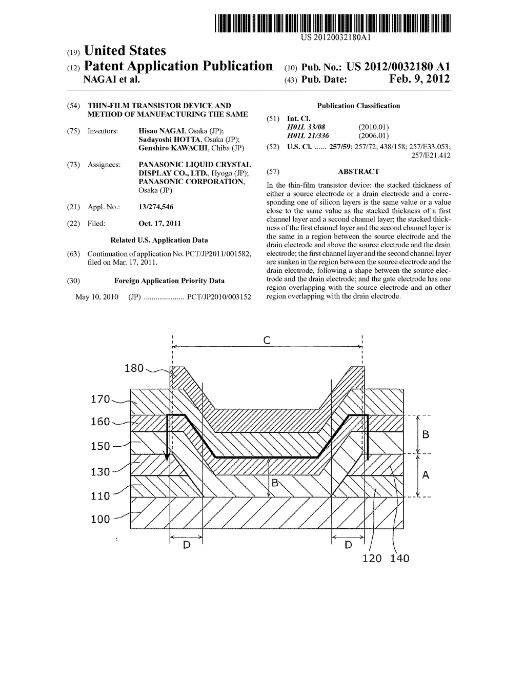 THIN-FILM TRANSISTOR DEVICE AND METHOD OF MANUFACTURING THE SAME - diagram, schematic, and image 01