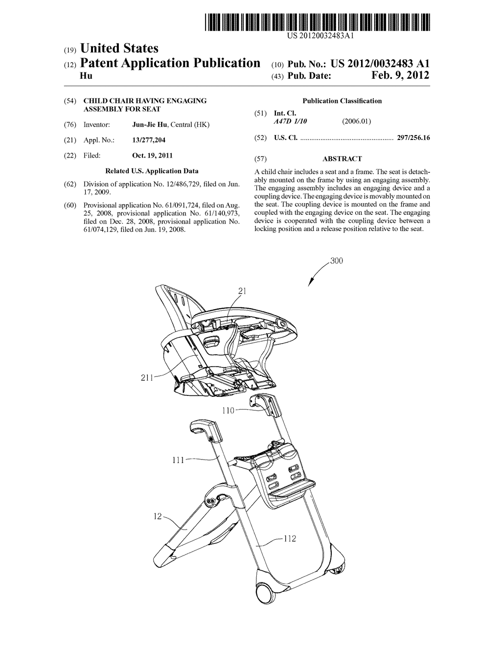 CHILD CHAIR HAVING ENGAGING ASSEMBLY FOR SEAT - diagram, schematic, and image 01