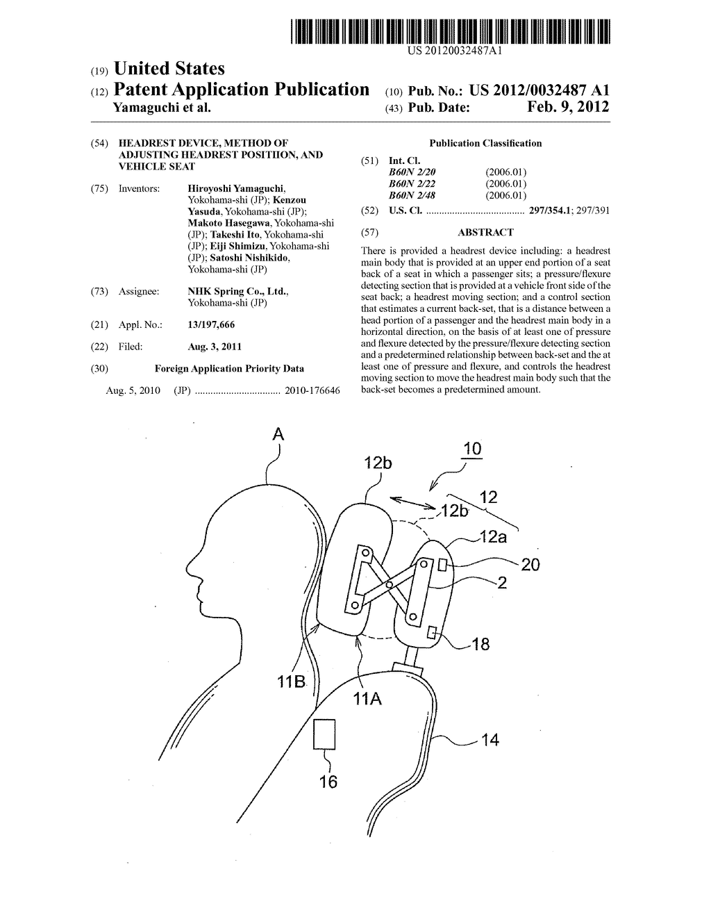 HEADREST DEVICE, METHOD OF ADJUSTING HEADREST POSITIION, AND VEHICLE SEAT - diagram, schematic, and image 01