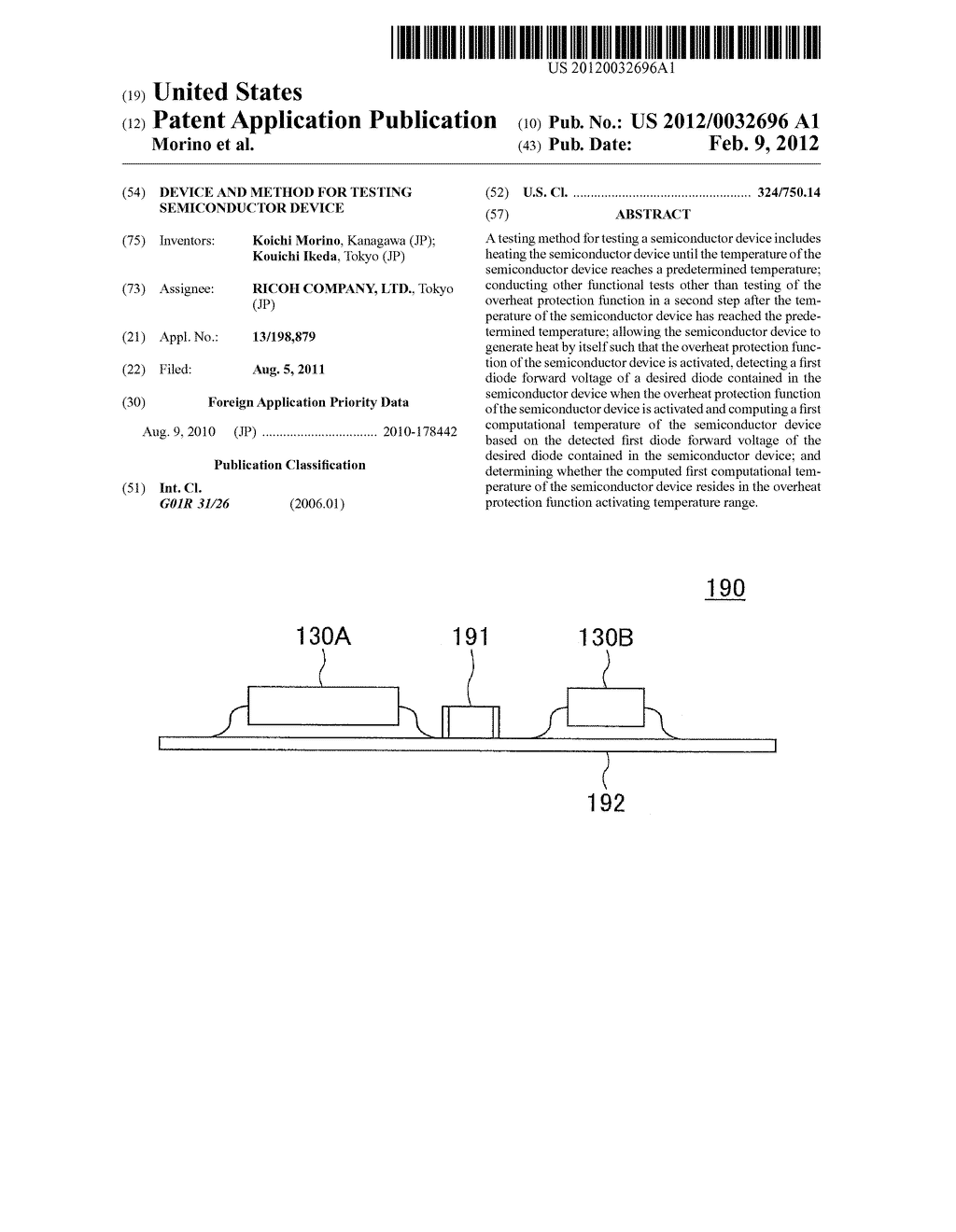 DEVICE AND METHOD FOR TESTING SEMICONDUCTOR DEVICE - diagram, schematic, and image 01