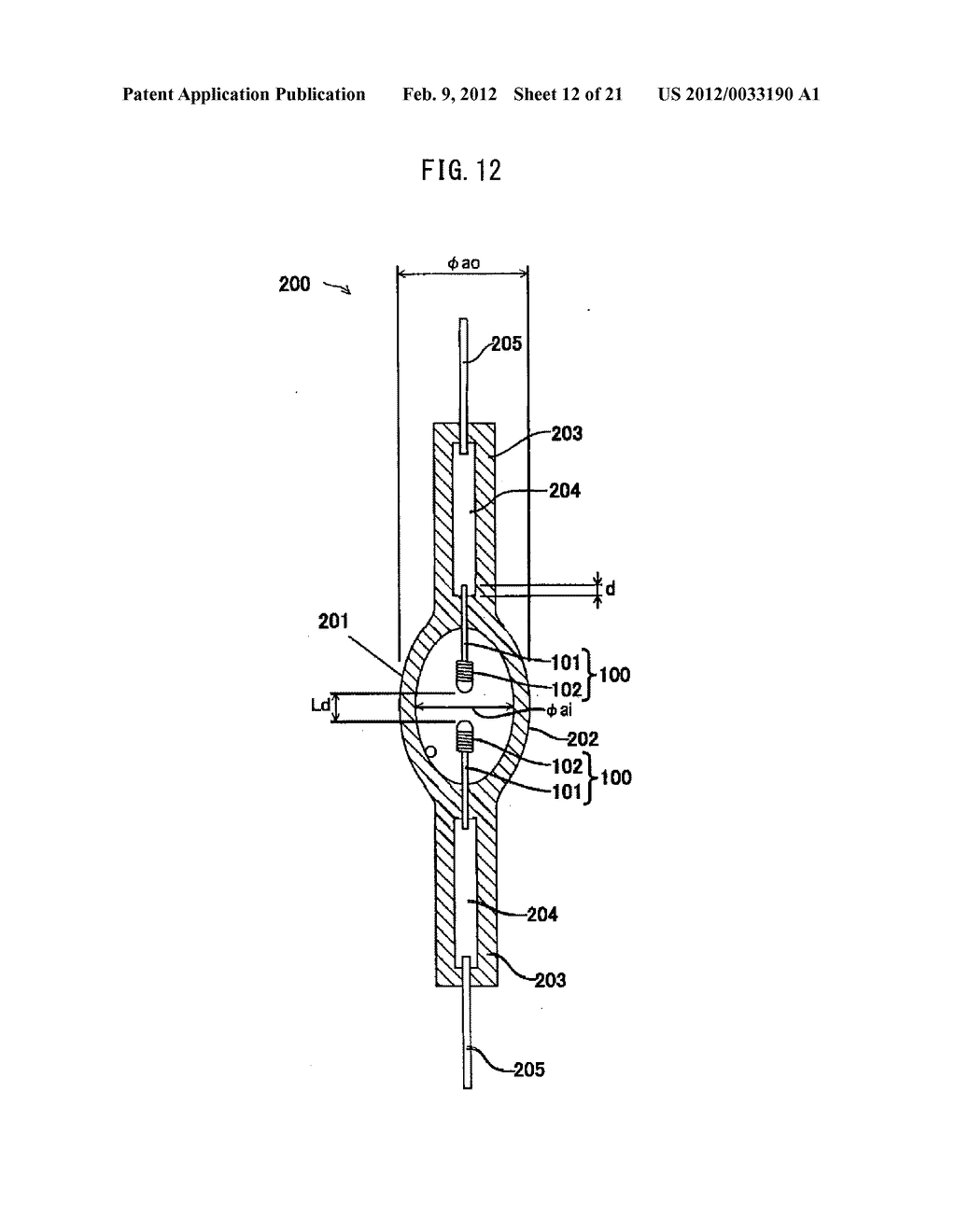 ELECTRODE USED FOR DISCHARGE LAMP, HIGH PRESSURE DISCHARGE LAMP, LAMP     UNIT, AND PROJECTION IMAGE DISPLAY APPARATUS - diagram, schematic, and image 13