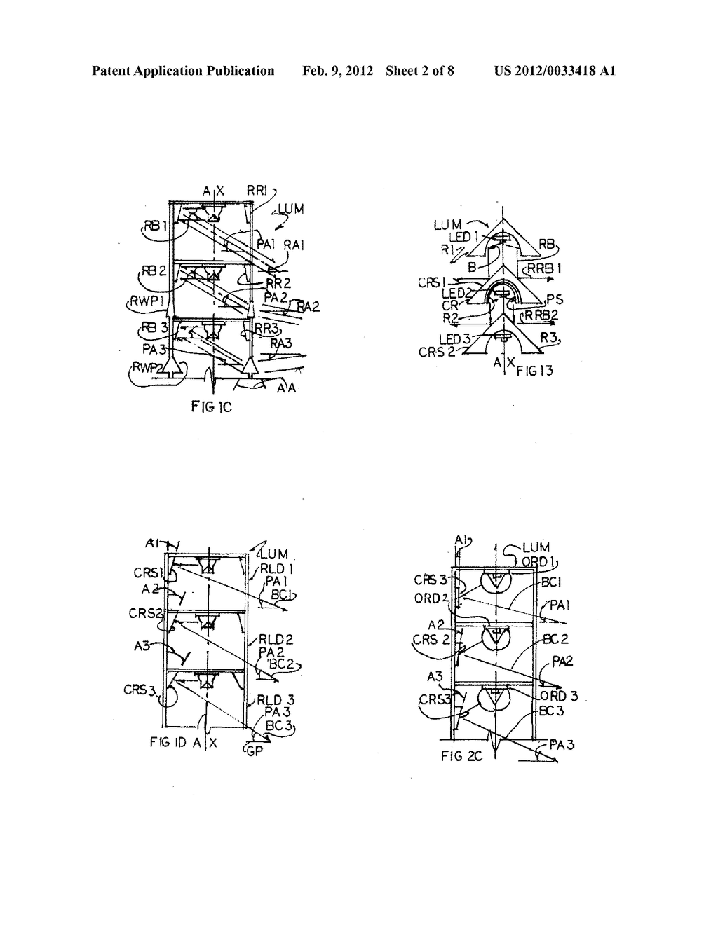 LUMINAIRES USING MULTIPLE QUASI-POINT SOURCES FOR UNIFIED RADIALLY     DISTRIBUTED ILLUMINATION - diagram, schematic, and image 03