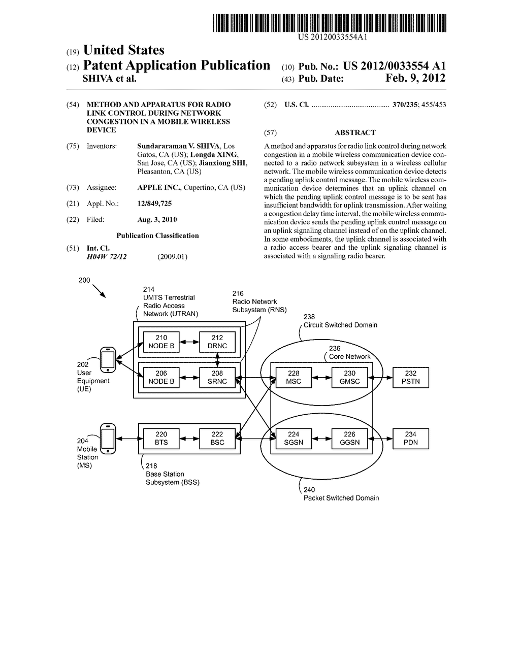 METHOD AND APPARATUS FOR RADIO LINK CONTROL DURING NETWORK CONGESTION IN A     MOBILE WIRELESS DEVICE - diagram, schematic, and image 01