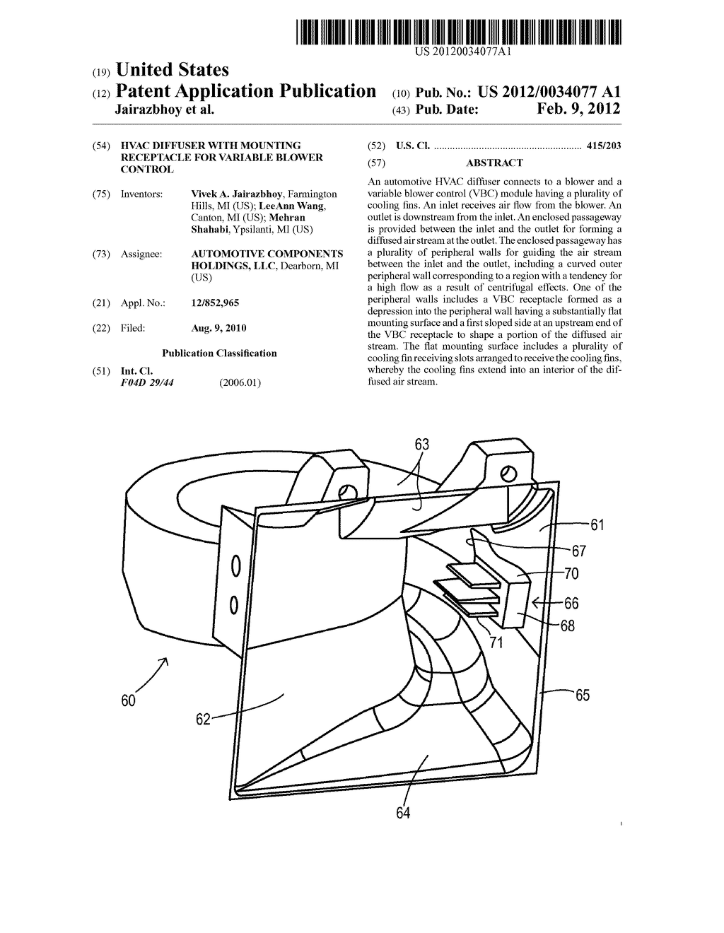 HVAC Diffuser With Mounting Receptacle for Variable Blower Control - diagram, schematic, and image 01