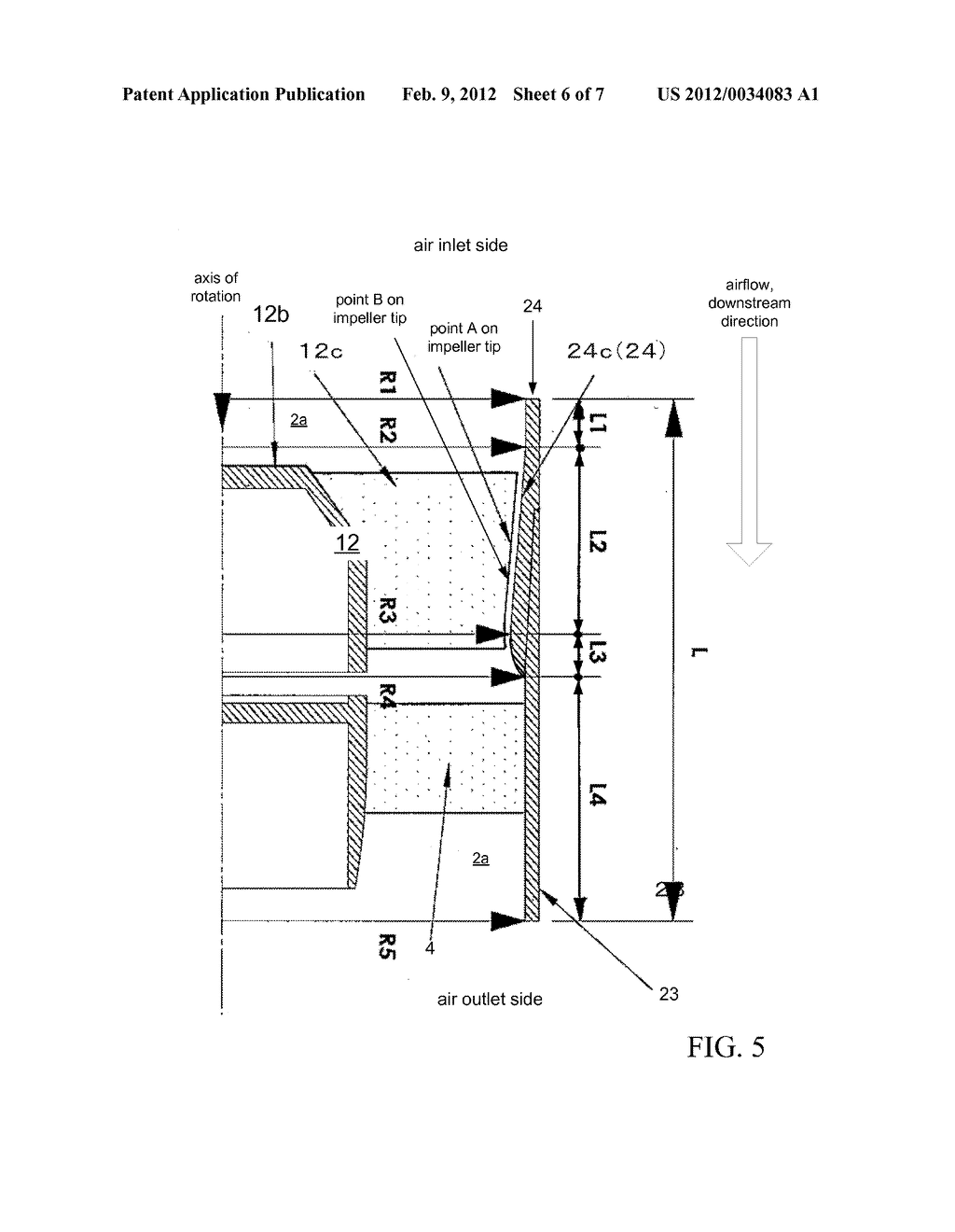 FAN WITH AREA EXPANSION BETWEEN ROTOR AND STATOR BLADES - diagram, schematic, and image 07