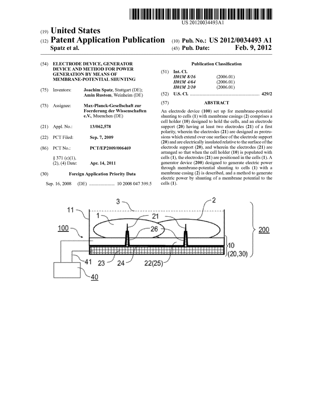 ELECTRODE DEVICE, GENERATOR DEVICE AND METHOD FOR POWER GENERATION BY     MEANS  OF MEMBRANE-POTENTIAL SHUNTING - diagram, schematic, and image 01