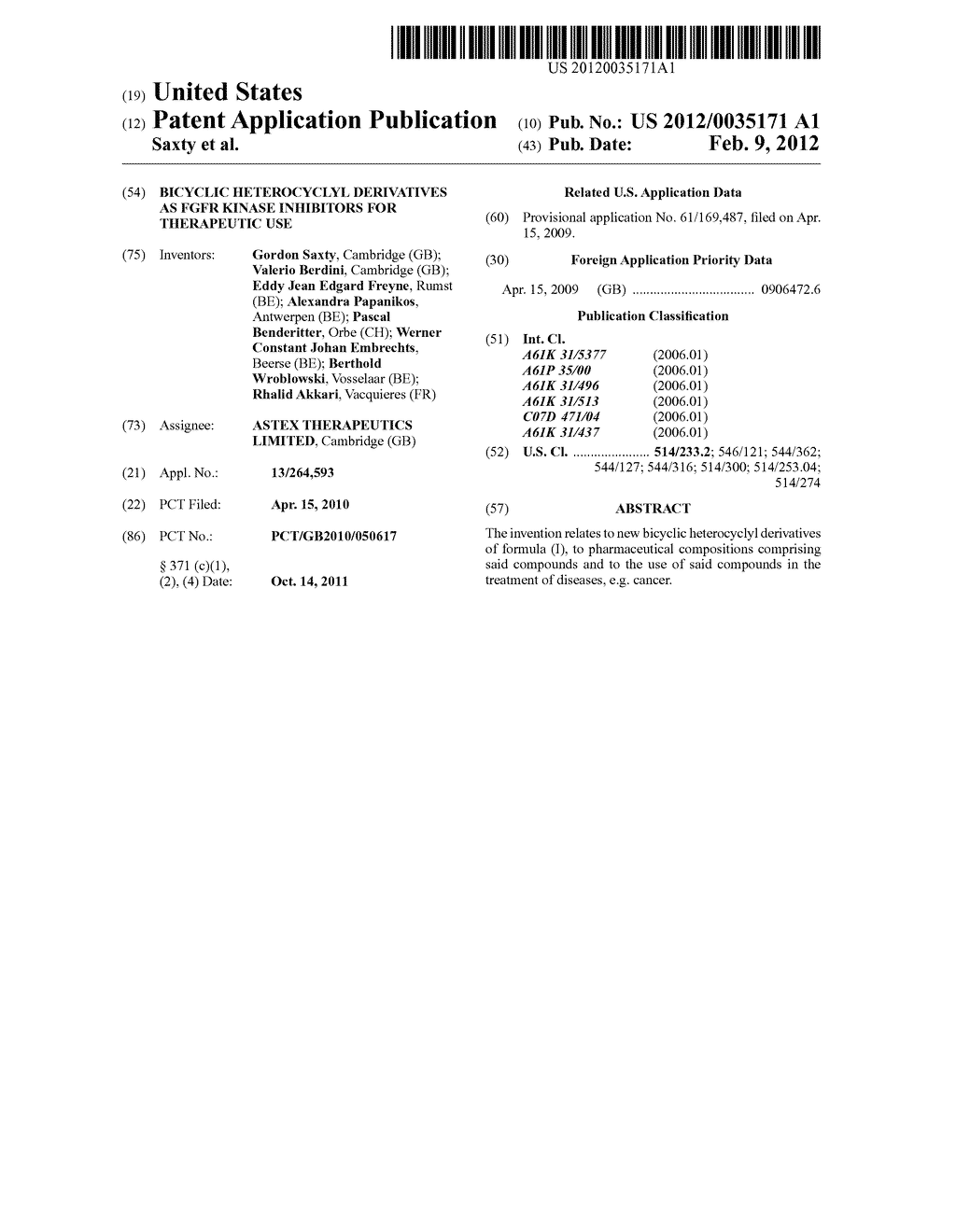 BICYCLIC HETEROCYCLYL DERIVATIVES AS FGFR KINASE INHIBITORS FOR     THERAPEUTIC USE - diagram, schematic, and image 01