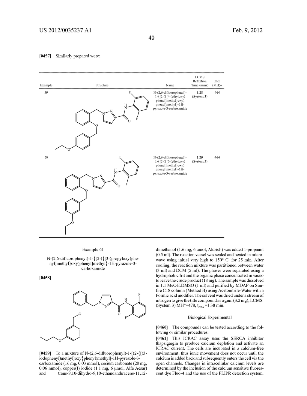 PYRAZOLE AND TRIAZOLE CARBOXAMIDES AS CRAC CHANN EL INHIBITORS - diagram, schematic, and image 41