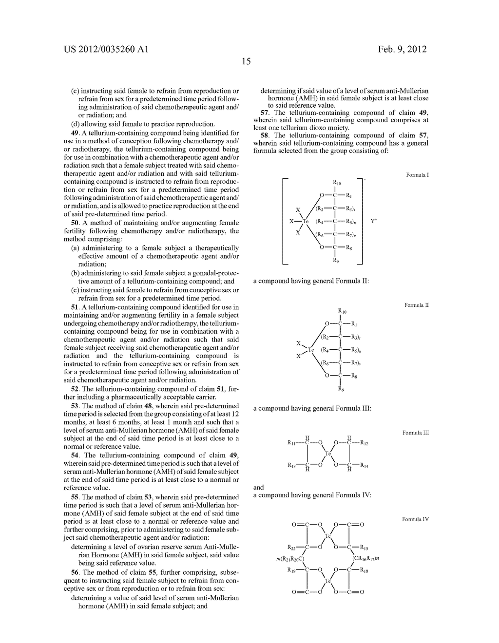 TELLURIUM-CONTAINING COMPOUNDS FOR AFFECTING FEMALE'S REPRODUCTIVE SYSTEM     FOLLOWING CHEMOTHERAPY AND/OR RADIOTHERAPY - diagram, schematic, and image 21